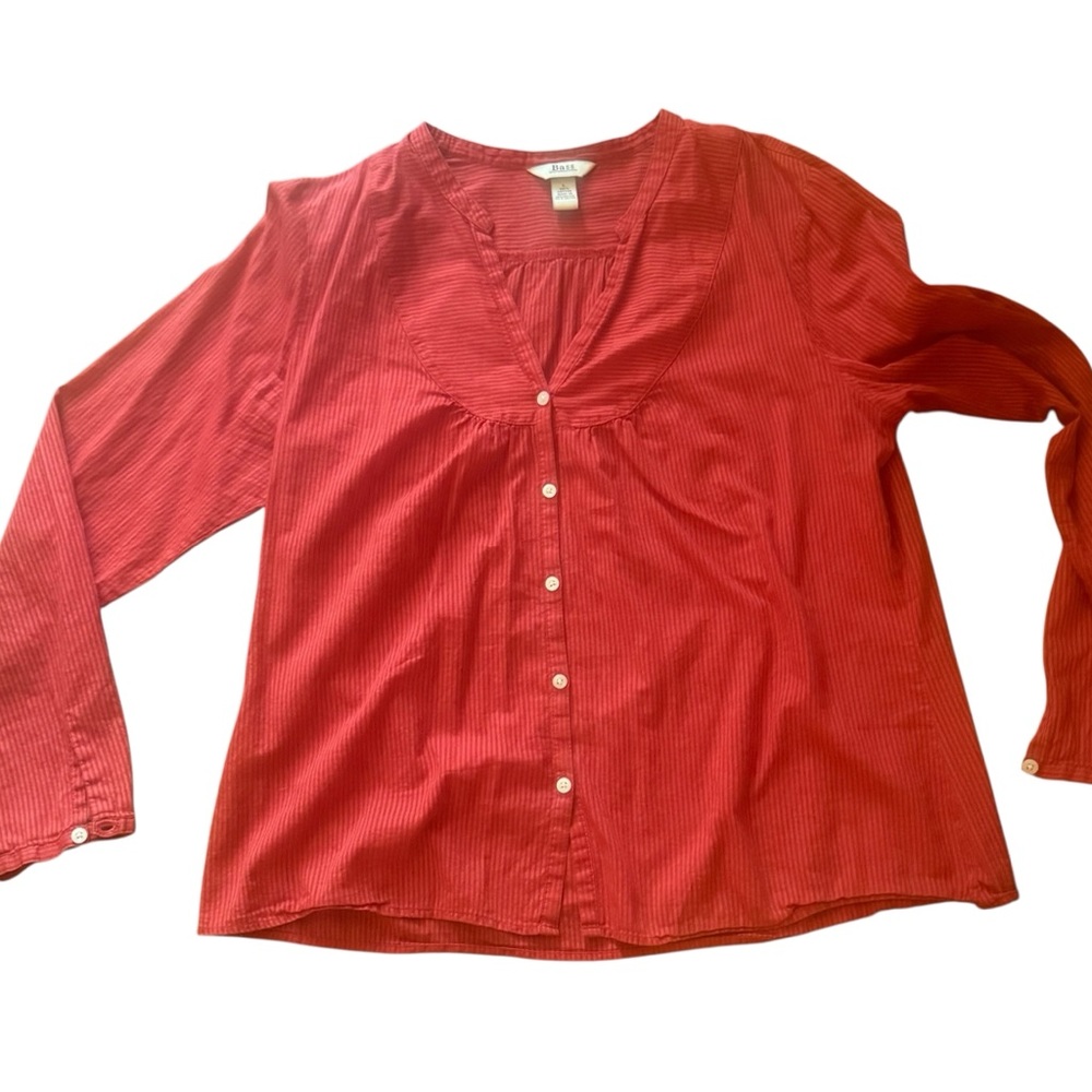 Bass Red Long Sleeve Blouse 100% cotton